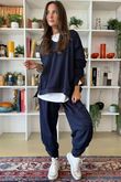 The Sunday Morning V Slouch Sweatshirt Navy